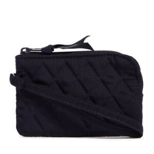 Vera Bradley Classic Navy RFID Zip-Top ID Compact Wristlet Microfiber Case